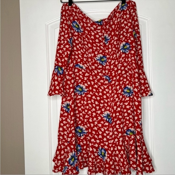 Topshop Bardot Off Shoulder Floral Ruffle Dress size 10 - Picture 10 of 12